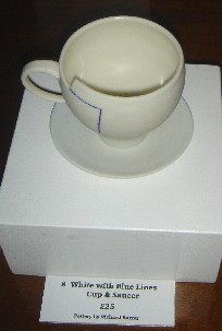 White with Blue Line Cup & Saucer