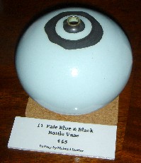 Pale Blue & Black Porcelaine Bottle Vase